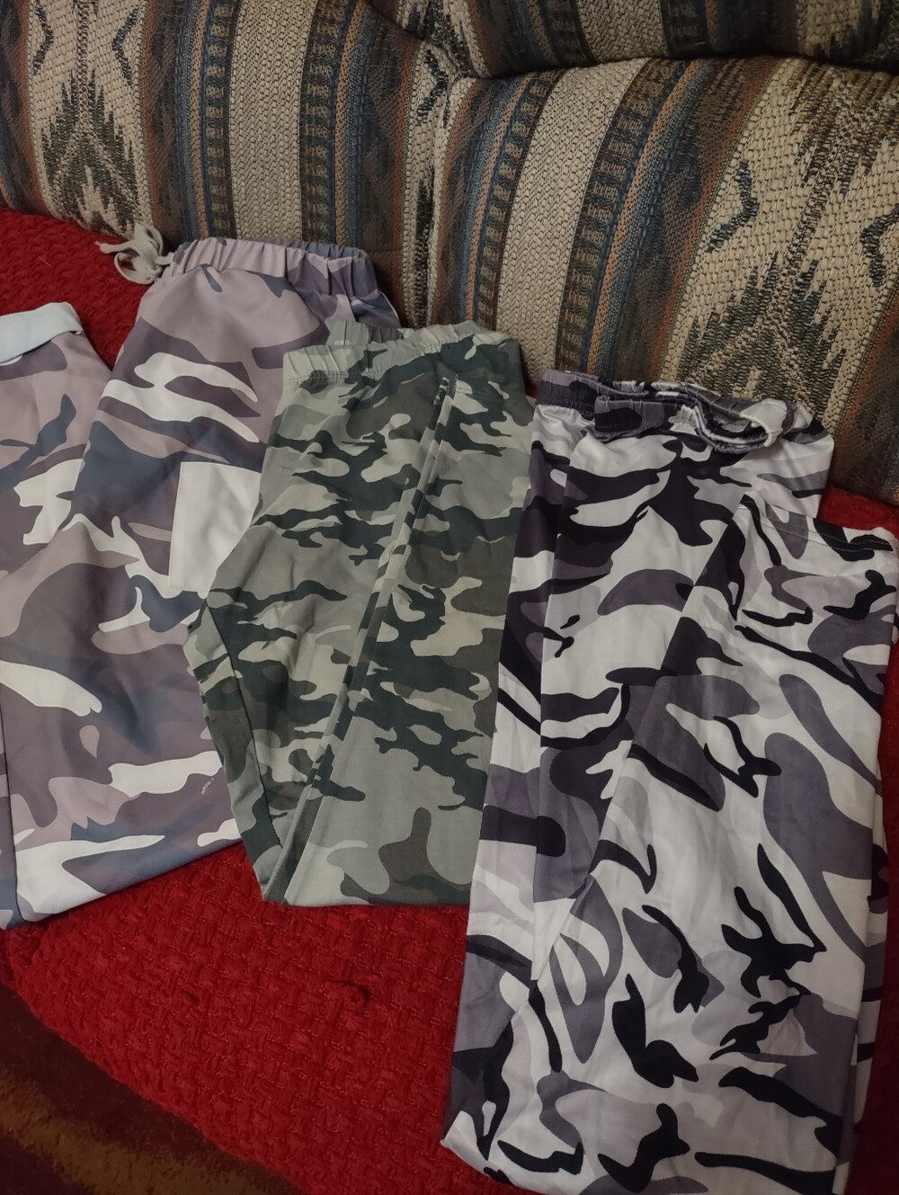 Lot of 3 Pairs large Polyester camouflage casual pants in large. NWOT.